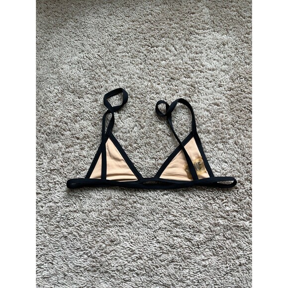 MINIMALE ANIMALE Women's Mesh Triangle Bikini Top in Black Size SMALL - Picture 3 of 4